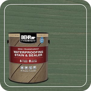 1 gal. #ST-126 Woodland Green Semi-Transparent Waterproofing Exterior Wood Stain and Sealer