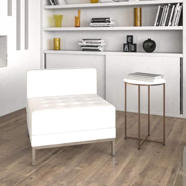 Hercules Imagination Melrose White Bonded Leather Side Chair with LeatherSoft Middle Chair