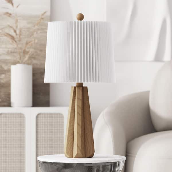 Maxax 24 in. Beige Vintage Resin Bedroom Living Room Bedside Desk Nightstand Table Lamps