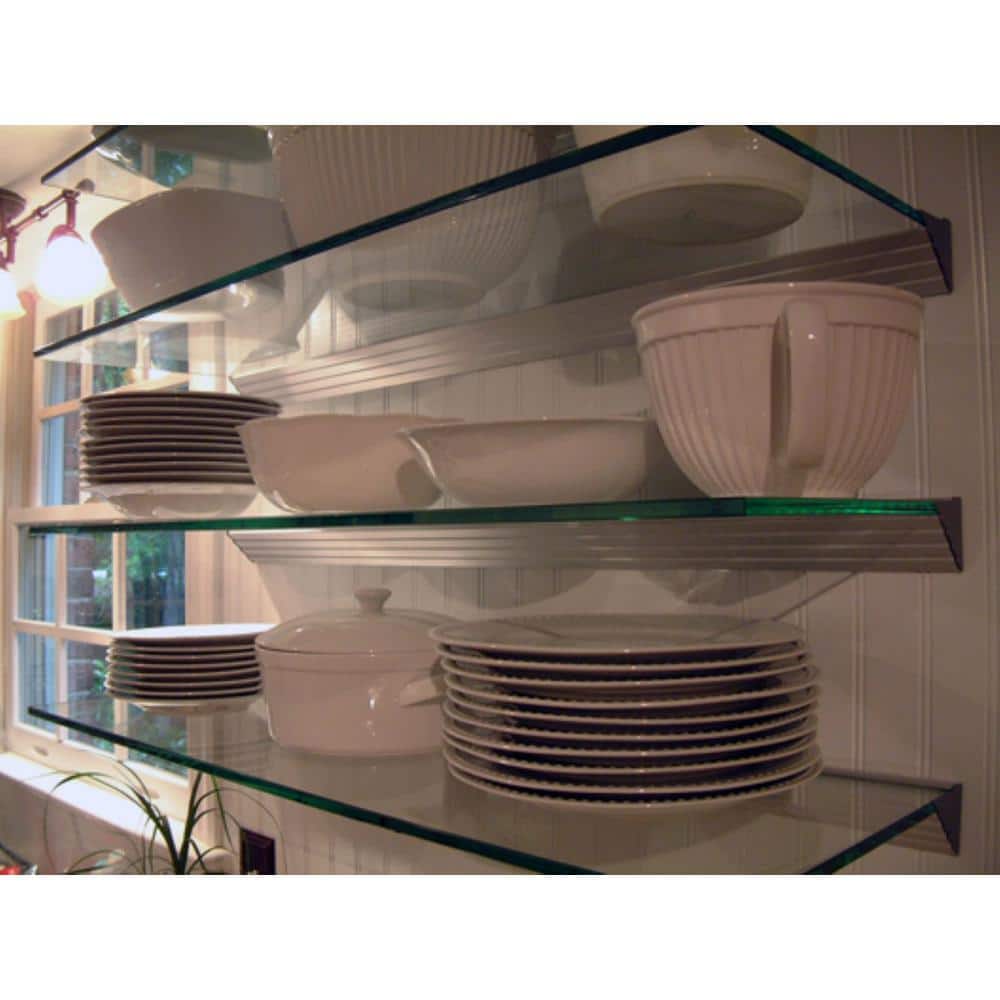 Glacier Clear Glass Floating Wall Shelf with Silver Bracket