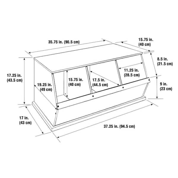 Badger Basket 37 in. W x 17 in. H x 19 in. D Espresso Stackable 3-Storage  Cubbies 09777 - The Home Depot