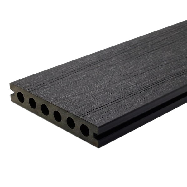 NewTechWood UltraShield Naturale Voyager Series 1 in. x 6 in. x 16 ft. Hawaiian Charcoal Hollow Composite Decking Board