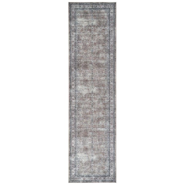 Alaska Green/Gray 3 ft. x 10 ft. Medallion Runner Rug