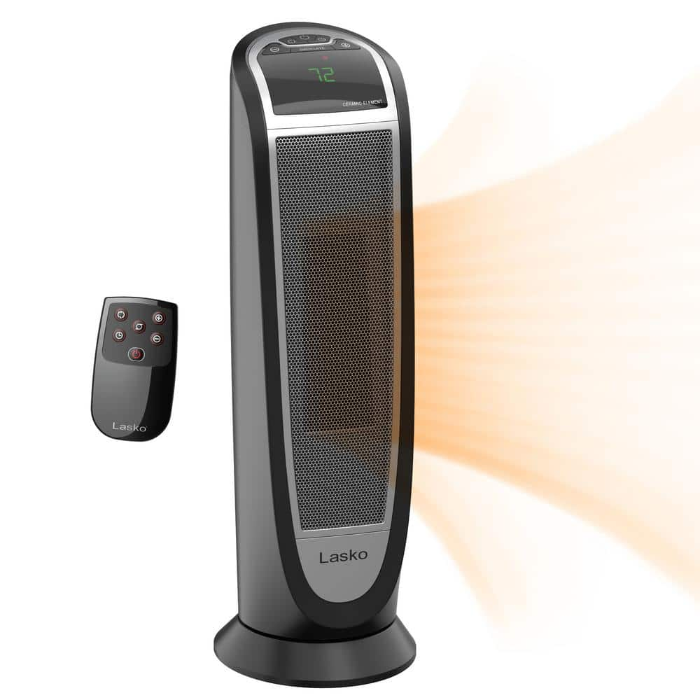 Lasko 1500-Watt 23 in. Electric Oscillating Ceramic Tower Space Heater ...