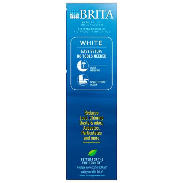 Brita Water Filter for Sink, Faucet Mount Water Filtration System for Tap  Water, Reduces 99% of Lead, White