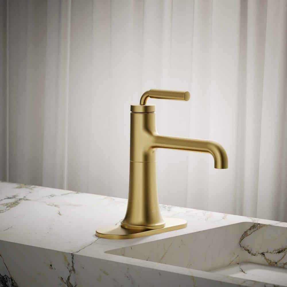 Gold Brass Single-Handle Bathroom Sink Faucet
