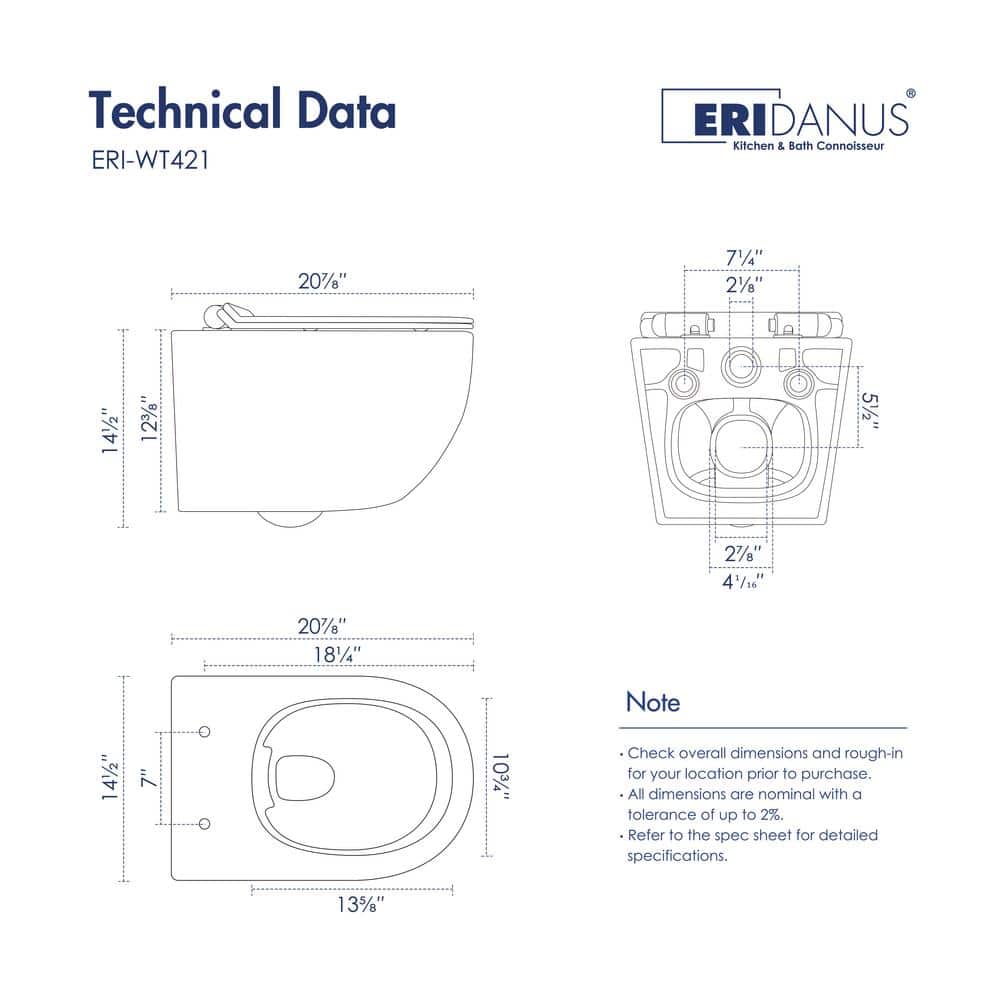 Hampton White Wall Mounted Dual Flush Toilet