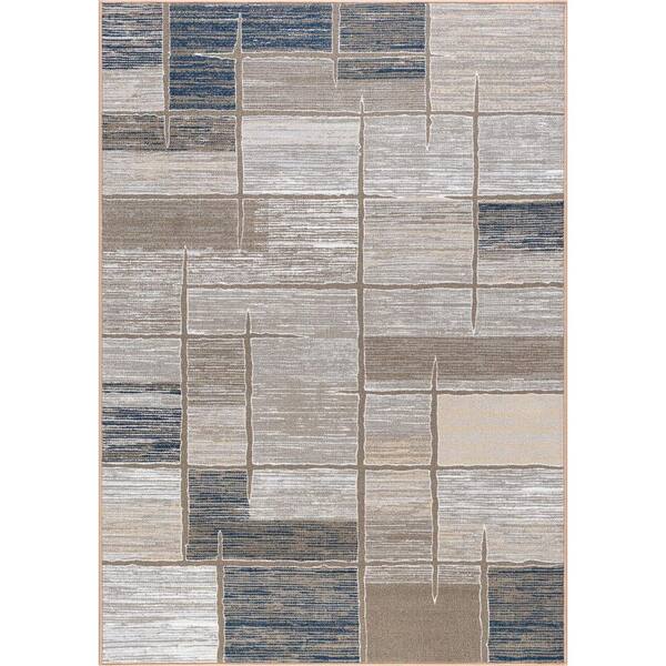 Tayse Rugs Majesty Abstract Taupe 5 ft. x 7 ft. Indoor Area Rug