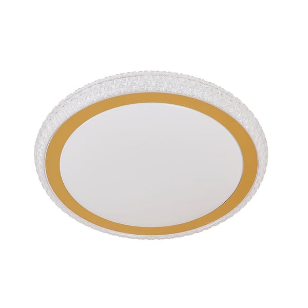 16.1 in. White Modern Selectable 3CCT Integrated LED Flush Mount Ceiling Light with Crystal Shade for Bedroom Hallway