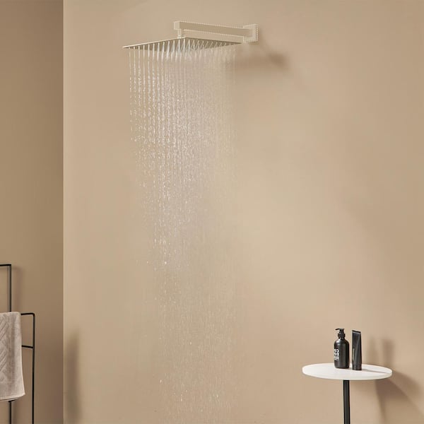 1-Spray Pattern with 2.5-GPM Square 10 in. Ceiling Mount Rain Fixed Shower Head in Brushed Nickel