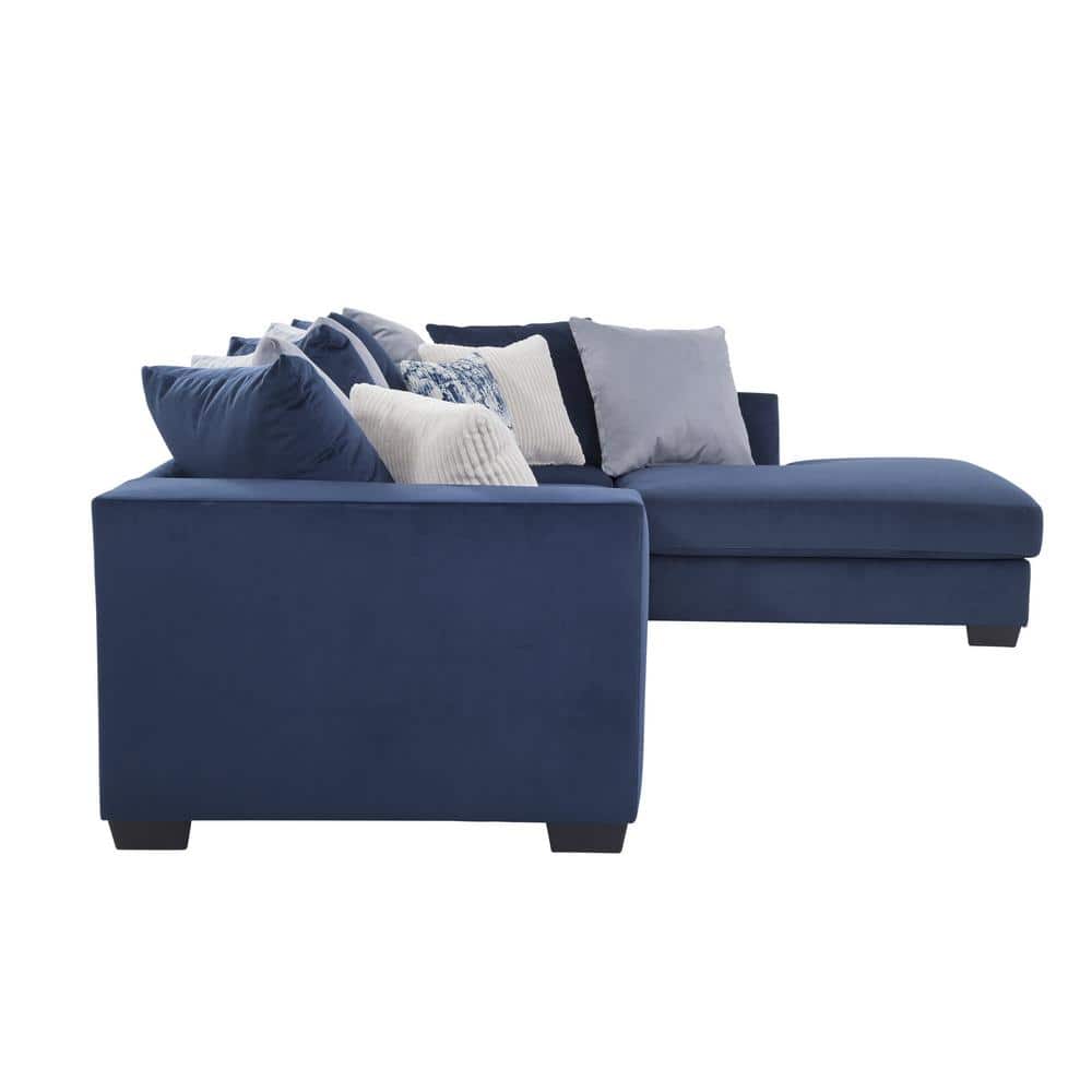 Navy Blue Microfiber Two-Piece Sectional Sofa with Chaise