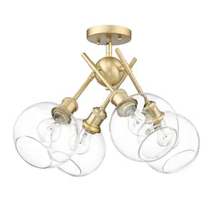 Axel 24 in. 4-Light Brushed Champagne Bronze and Clear Glass Semi-Flush Mount