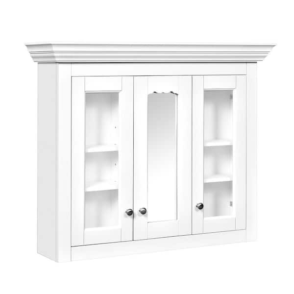 35 in. W x 28.01 in. H Rectangular Wood Medicine Cabinet with Mirror