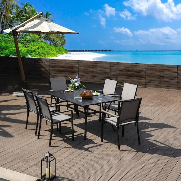 【Adul】PATIO Siavonce Outdoor Sectional with Gray Cushions and Aluminum
