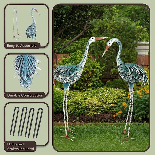 Pure Garden 32 in. Metal Crane Garden Statues (2-Pack) 50-LG1293