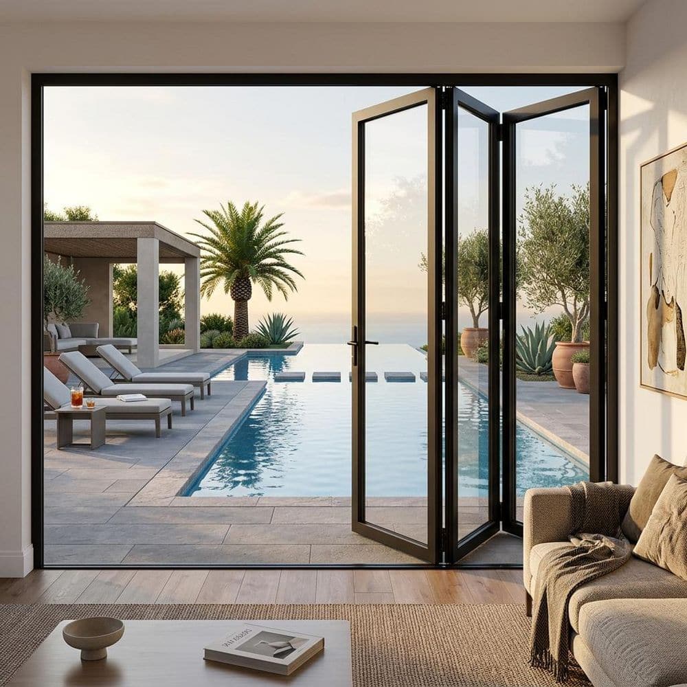 ATVIO 96 in. x 80 in. Matte Black Right to Left Out-Swing Thermal