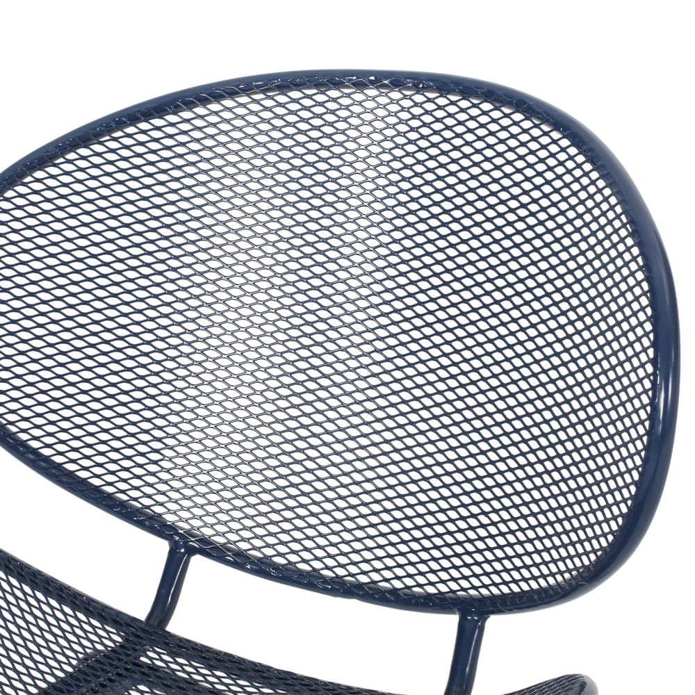 Navy Blue Iron Shell Outdoor Dining Chair Set of 2
