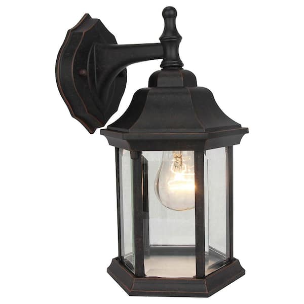 Unbranded Nald Bronze Outdoor Hardwired Lantern Sconce with Incandescent