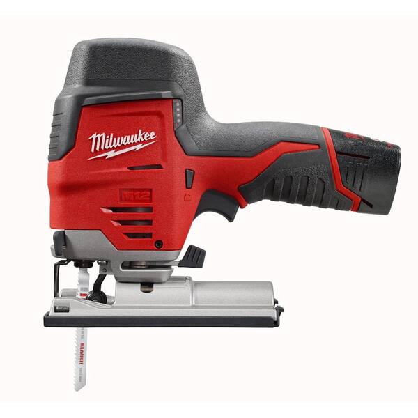 Milwaukee - M12 12V Lithium-Ion Cordless Jig Saw Kit with One 1.5 Ah Battery, Charger, Tool Bag