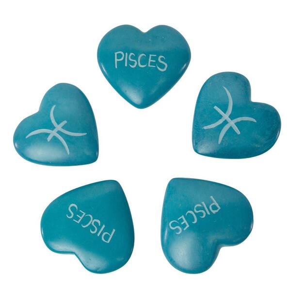 Global Crafts PISCES Handcarved Zodiac Kisii Soapstone Hearts (Set of 5)