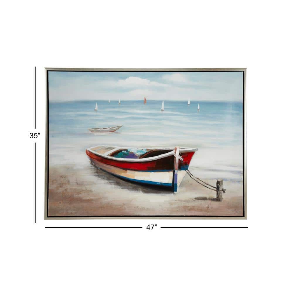 Multi Colored Nautical Acrylic Canvas Framed Wall Art