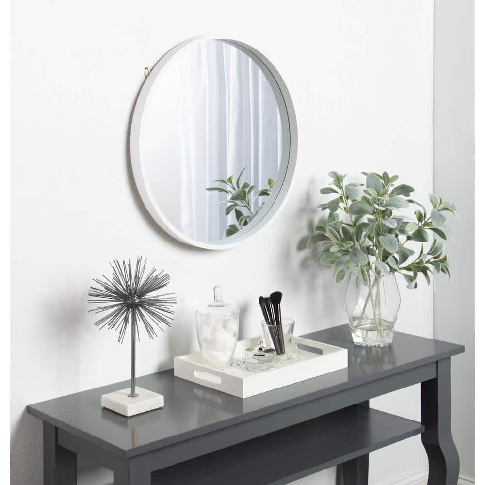 Elegant 24" Round Wood and Gold Wall Mirror with D-ring Hangers