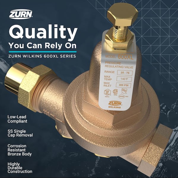 Wilkins 1-1/2 in. 600XL Pressure Reducing Valve with a spring