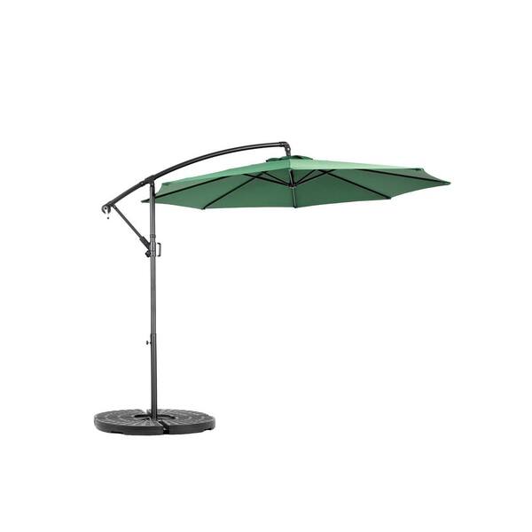 Unbranded 10 ft. Steel Cantilever Patio Umbrella, Easy Tilt Adjustment 8-Ribs for Backyard, in Dark Green