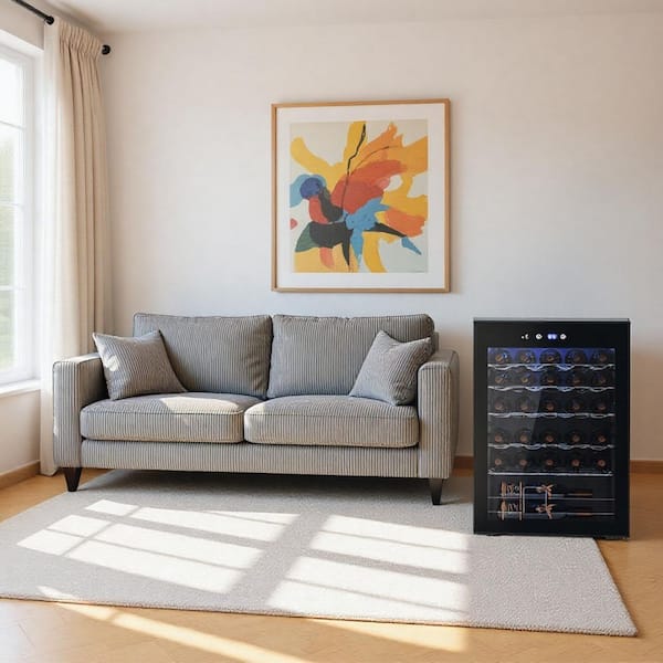 20.28 in. Single Zone 37-Wine Bottles or 145-Cans Freestanding Beverage and Wine Cooler in Black