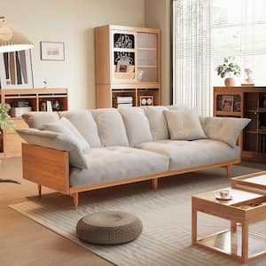 82.7 in. W Square Arm Linen Fabric 3-Seater Rectangle Sofa in. Beige