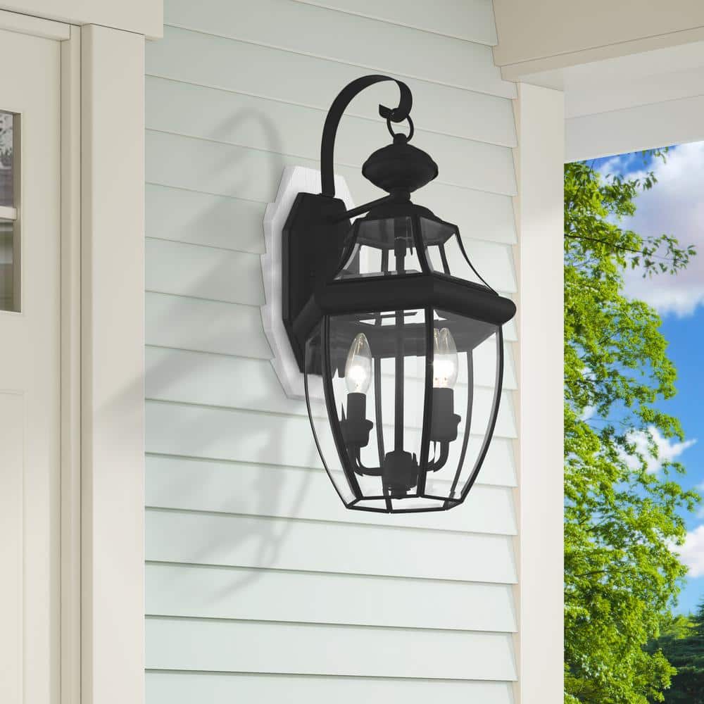 Monterey Colonial Style Black Brass Outdoor Wall Lantern