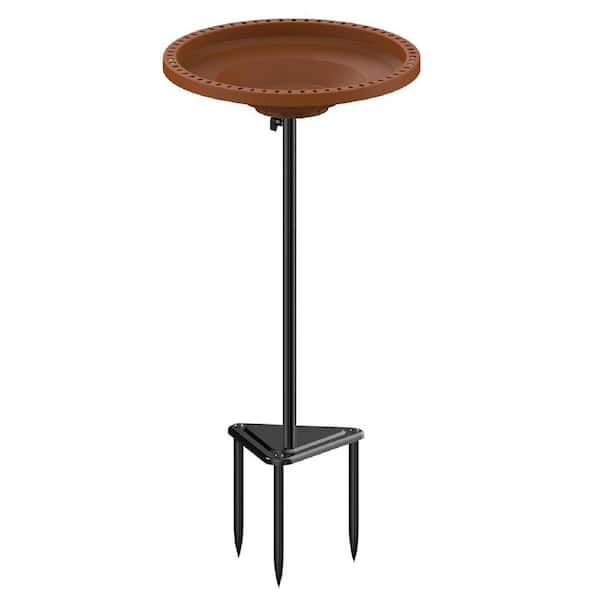 13 in. Dia Brown Bird Baths for Outdoors Garden, Heavy Duty Metal Detachable Birdbaths