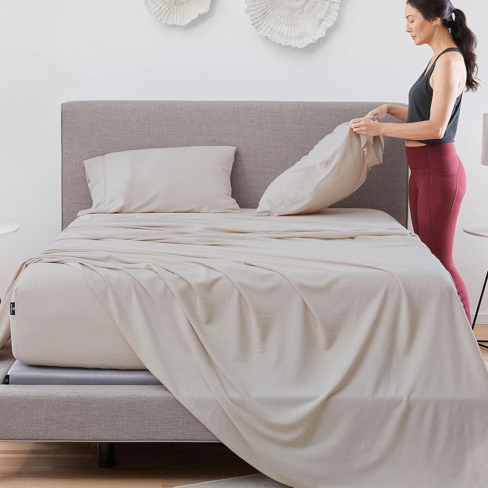 Medium Beige Bamboo Queen Sheet Set with Pillowcases