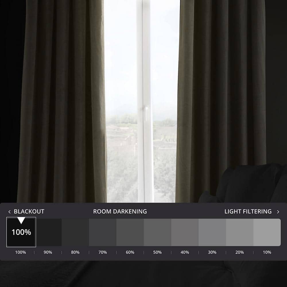Denver Taupe 96" Blackout Velvet Curtain Panel