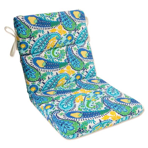 Pillow Perfect Paisley Blue/Green Amalia Rectangular Outdoor Seat Cushion