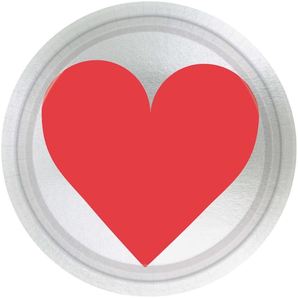 Amscan Key To Your Heart 7 in. x 7 in. Metallic Paper Valentine's Day Plate (8-Count 5-Pack)