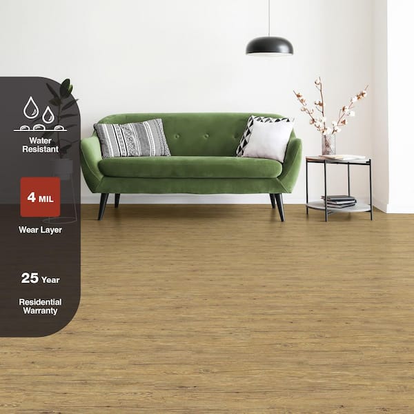 Country Pine 4 MIL x 6 in. W x 36 in. L Grip Strip Water Resistant Luxury Vinyl Plank Flooring (24 sqft/case)