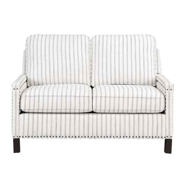 Lazzara Boone 54 in. W Beige and Gray Textured Fabric Loveseat