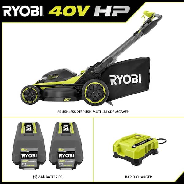 40V HP Brushless 21 in. Cordless Battery Walk-Behind Multi-Blade Push Lawn Mower with (2) 6.0 Ah Batteries & Charger