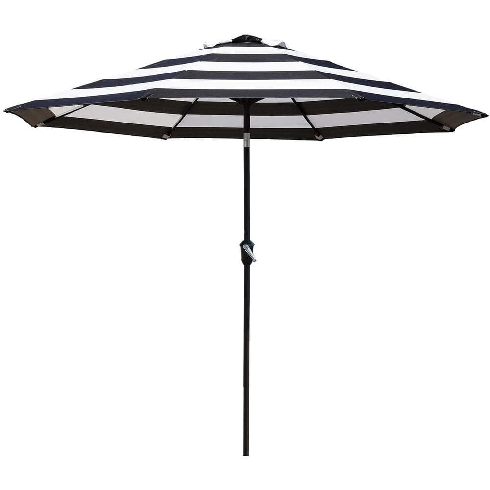 9 ft. Outdoor Patio Tilt Market Enhanced Aluminum Umbrella in Black and Whi