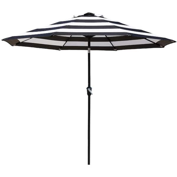 Unbranded 9 ft. Outdoor Patio Tilt Market Enhanced Aluminum Umbrella in Black and White