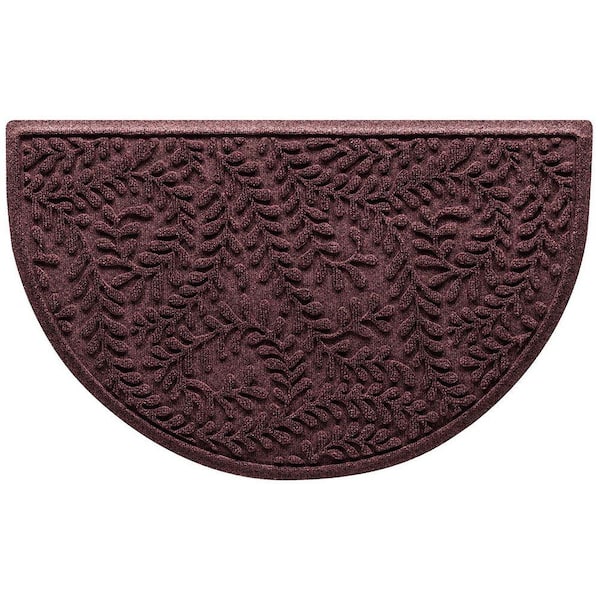 Waterhog Boxwood Bordeaux 24 in. x 39 in. Half Round PET Polyester Indoor Outdoor Doormat