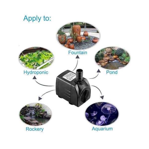 Submersible Water Pump Ultra Quiet High Lift 400GPH 25W with Flow