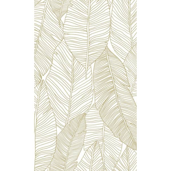 Walls Republic White and Gold Pen Drawn Leaves Print Non Woven Non-Pasted Textured Wallpaper 57 sq. ft.