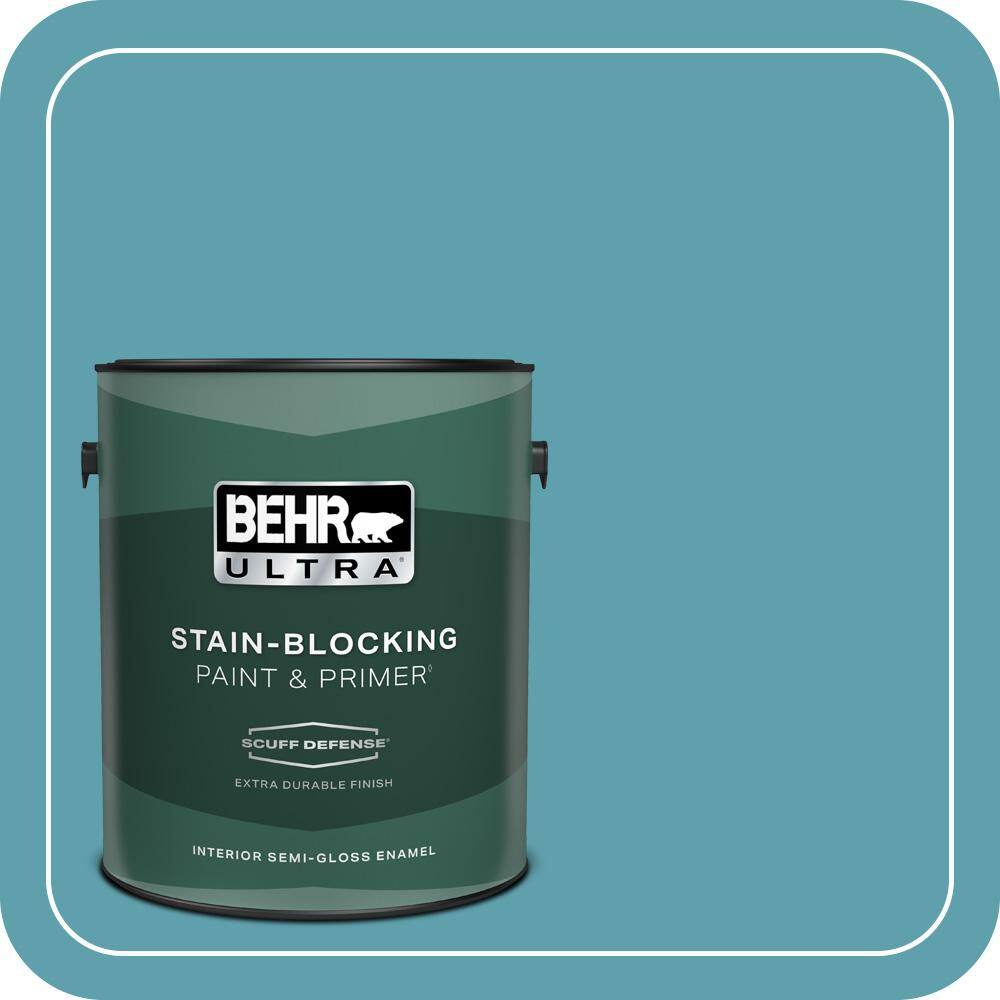1 gal. #BIC-53 Turquoise Extra Durable Semi-Gloss Enamel Interior Paint & Primer price history on PriceWatchPro