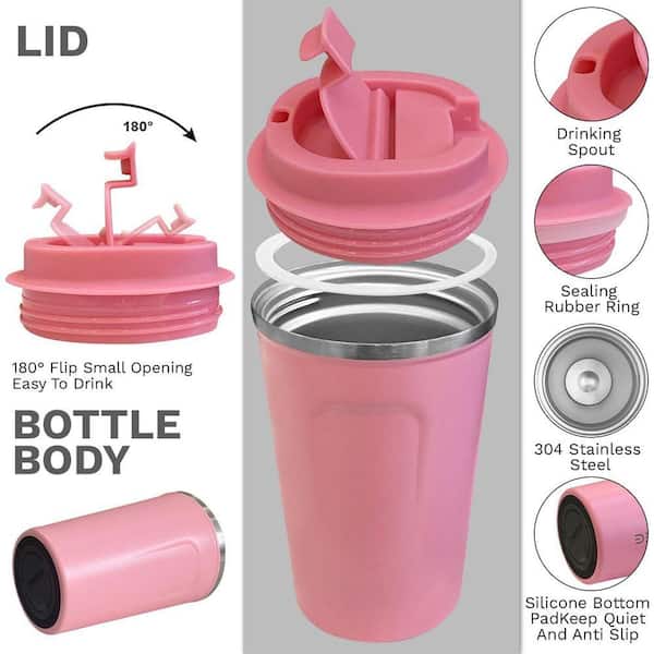Unbranded 12 oz. Pink Stainless Steel Insulated Travel Coffee Mug with Lid,  Leakproof Thermal Cup for Hot or Cold Drinks 1 Piece 29ESA05647