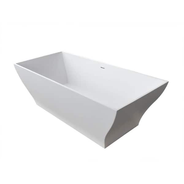 Universal Tubs Light Stone 6 ft. Artificial Stone Center Drain Rectangular Bathtub in White