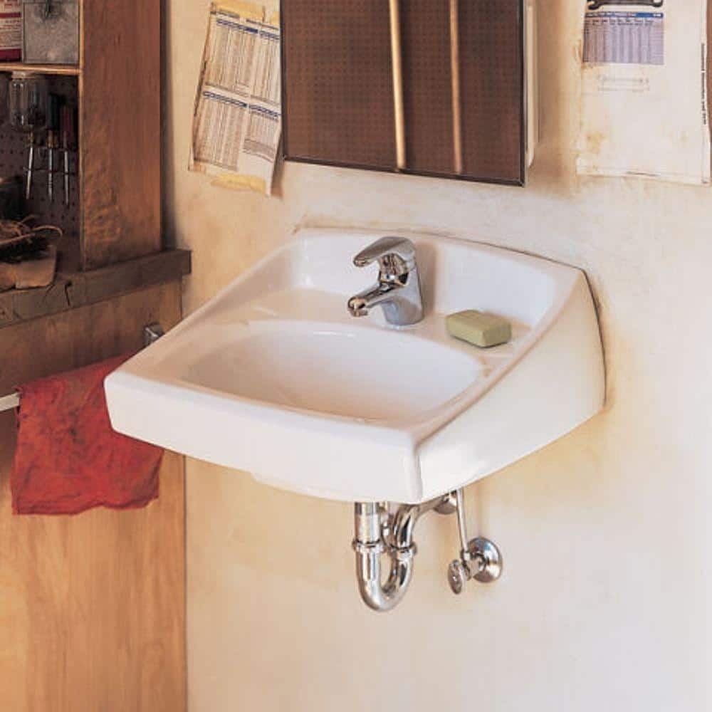Lucerne White Ceramic Wall-Mount Rectangular Bathroom Sink
