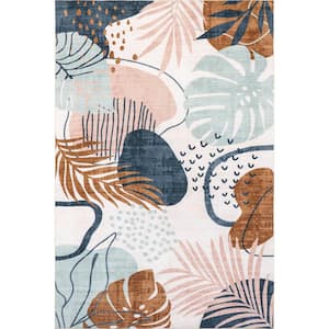 Kena Tropical Machine Washable Multicolor 6 ft. x 9 ft. Indoor/Outdoor Area Rug