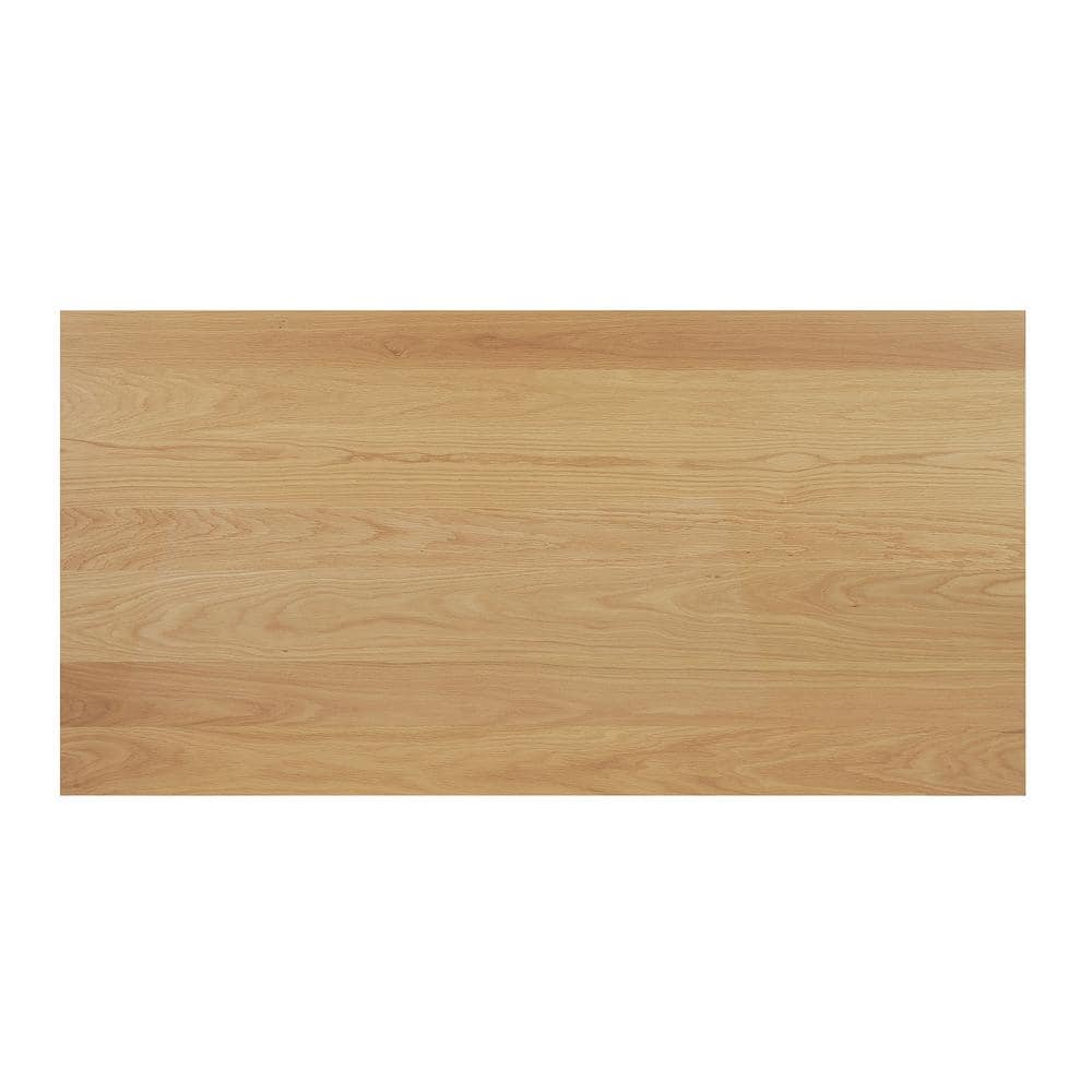 Natural Oak Finish Farmhouse Dining Table with Wooden Legs
